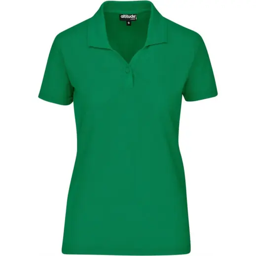 Ladies Basic Pique Golf Shirt Green Front